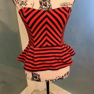 Striped, peplum tube top